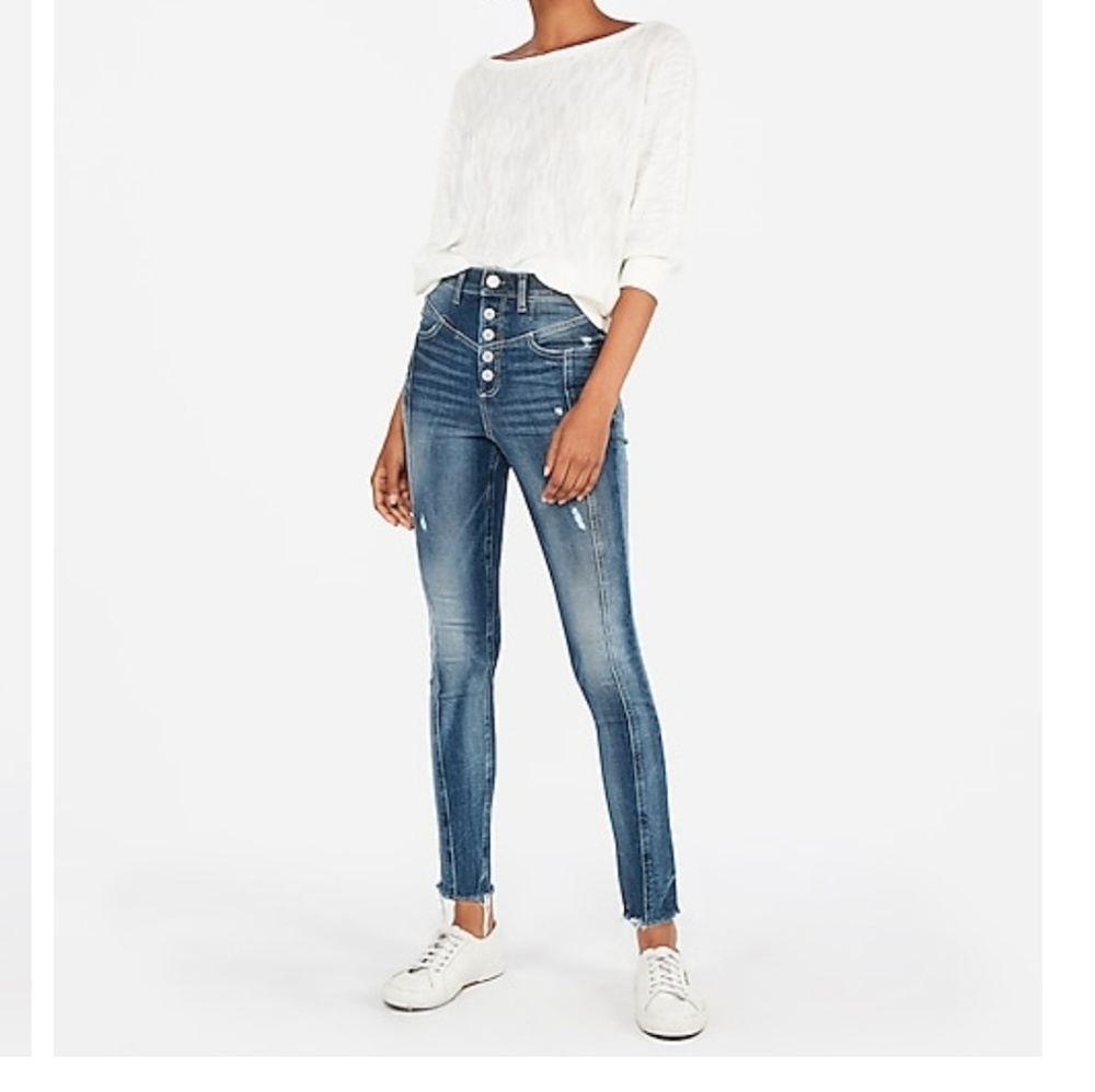 EXPRESS Super High Waisted Button Fly Jeans